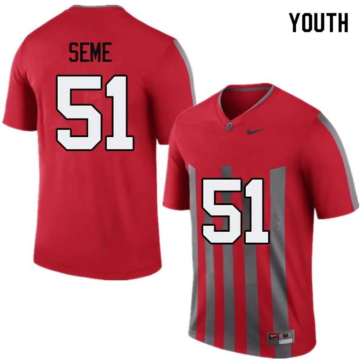 Nick Seme Ohio State Buckeyes Youth NCAA #51 Nike Throwback Red College Stitched Football Jersey KTO5256KW